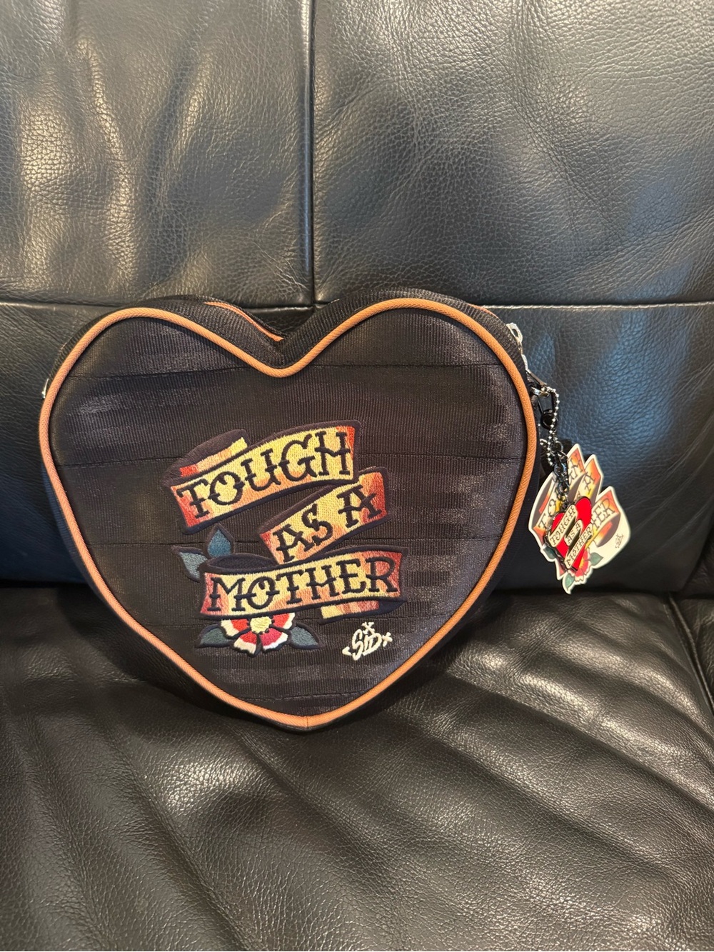 Harveys x SID Heart-Shaped 'Tough As A Mother' Crossbody Bag - Black & Tan